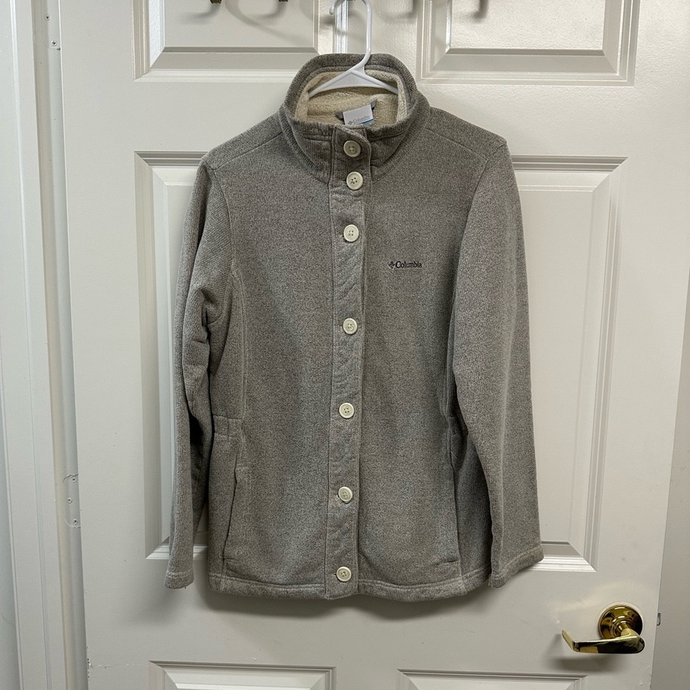 Columbia Jacket Sweater Women's Felix Peak Grey Button Up Lightweight Size L